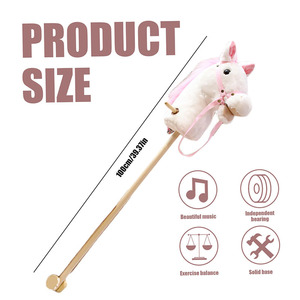 Hobby Horse Juguete de peluche <span class=keywords><strong>Caballo</strong></span> de peluche con palo de madera desmontable Horsing con Neigh Sing Cowboy Song Juguete educativo - Product Image 2