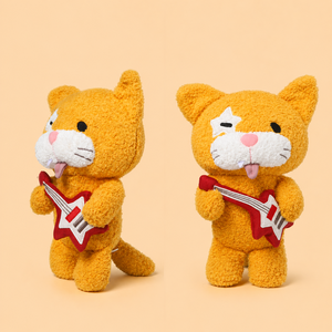 Peluche de Gato Guitarrista Naranja Suave Certificado por ASTM, Juguete de Peluche de Gatito Kawaii de Estrella de <span class=keywords><strong>Rock</strong></span>, Amigable con la Piel - Product Image 2