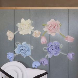 Nouveauté : Chouchous pour cheveux en tissu avec pompon tulipe, grands (8 cm), élastiques, pour femmes et filles, style mode - Product Image 2