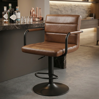 Tabouret de bar moderne avec accoudoirs, pivotant, réglable en hauteur, design ergonomique, siège rembourré, structure métallique, cuir