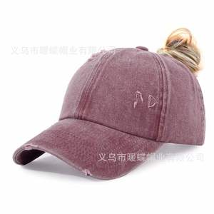 Chapeaux de queue de cheval en coton lavé en gros Usine de haute qualité Sports d'été pour femmes Casquette de baseball Chapeaux de queue de cheval Femme - Product Image 1