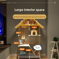 Grande cage villa triple niveau pour écureuils, avec plateforme en maille d'acier inoxydable renforcée, design rectangulaire, idéale pour les chinchillas