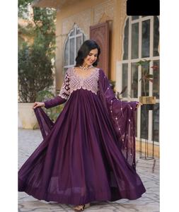 Ropa étnica india Ropa DE BODA pesada Vestidos Anarkali con estrella Georgette con cuentas bordadas Lentejuelas Trabajo Conjunto de vestidos de lujo - Product Image 1