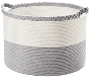 Grande Cesto in Corda di Cotone Intrecciato per Biancheria, Coperte, Giocattoli, con Manici, Contenitore per Piumoni e Cuscini - Product Image 2