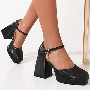 Zapatos de Tacón Alto para Mujer, Primavera-Verano 2022, Sandalias de Tacón Alto para Trabajo y Exteriores, Punta Cuadrada, Correa con Hebilla Suave, Zapatos Mary Jane con Plataforma 47 - Product Image 4