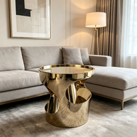 Table basse de salon multifonctionnelle en acier inoxydable à surface miroir, style minimaliste moderne, non pliable, pour l'accueil des invités