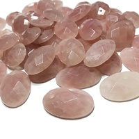 Perles ovales en quartz rose facetté avec trou poli pour la fabrication de bijoux