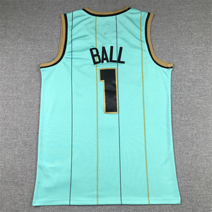 <span class=keywords><strong>Maillot</strong></span> de basket-<span class=keywords><strong>ball</strong></span> Hornets, broderie de l'équipe, n° 1 <span class=keywords><strong>LaMelo</strong></span> <span class=keywords><strong>Ball</strong></span>, vert clair, sans manches, polyester et bambou, nouveau style - Product Image 2