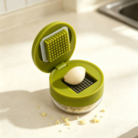 Hachoir à légumes manuel avec récipient de rangement, lame en acier inoxydable, hachoir à ail, mini coupe-aliments manuel, gadget de cuisine