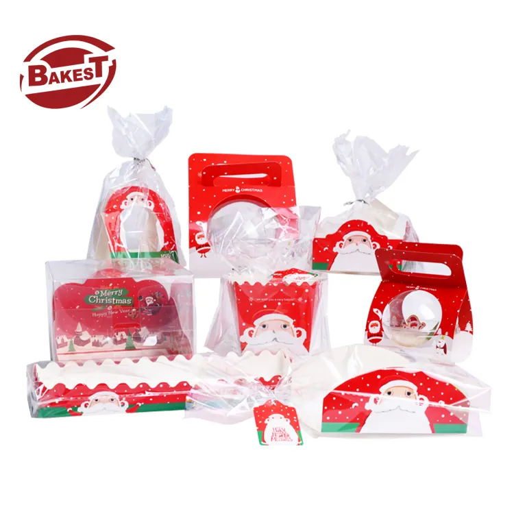Caixa de presente de biscoito, popular, diy, feliz natal, bolo, embalagens, caixas com janela transparente