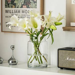 Luce di lusso decorativo di colore primario asciutto ornamenti di fiori trasparenti acqua alzata vaso di vetro - Product Image 3