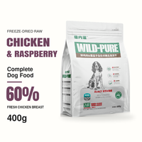 Nourriture Complète Lyophilisée pour Chiens, Formule Poulet et Framboise 400g pour le Soutien Articulaire