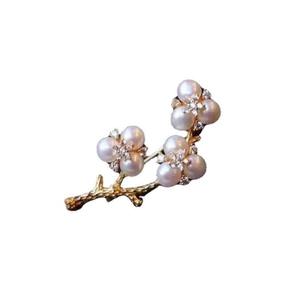 Colección Otoño Invierno, Joyería de Agua Dulce Natural de Zhuji, Broche de Oro Doble Flor de Fu R Li, Elegante - Product Image 5