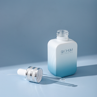 Özel logo Baskısız Lüks 30ml 50ml Damlalıklı Cam Şişe Gradyan Renkli Kare Kozmetik Ambalaj Yüz Serumu Şişeleri
