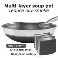 Wok de cuisson en acier inoxydable de haute qualité poêle à frire en nid d'abeille ustensiles de cuisine poêle wok à induction antiadhésive