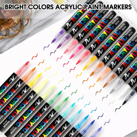 Marqueur à pointe souple en acrylique, stylo pinceau opaque à base d'eau, marqueurs artistiques 12 couleurs pour la peinture DIY et l'artisanat