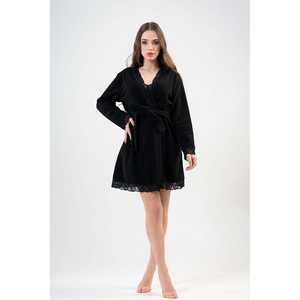 Robe de nuit en polaire à imprimé romantique pour femme, manches longues, taille élastique, taille XL personnalisée - Respirante, avec poches et manches courtes en dentelle pour la nuit - Product Image 4