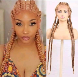 Offres Spéciales 4 partie Tressé Dentelle Frontale Perruques, doux Résistant À La Chaleur Synthétique <span class=keywords><strong>Lace</strong></span> Perruque, sans noeuds Synthétique Perruque Avec Bébé Cheveux - Product Image 1