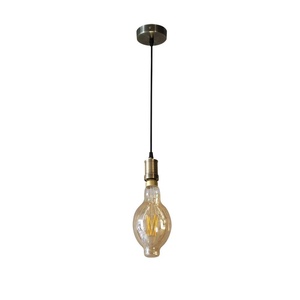 Suspension lumineuse 1xE27 avec cuir et bois, ampoule incluse 8W 3000K 640lm, dimensions 12x12cm, idéale pour la décoration et - Product Image 1