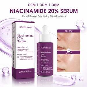 Siero al 20% di Niacinamide OEM/ODM/<span class=keywords><strong>OBM</strong></span>, Etichetta Privata, Vendita all'Ingrosso, Logo Personalizzato, Schiarente, Controllo Oleosità, Riduzione Pori, Miglioramento Resilienza della Pelle - Product Image 1