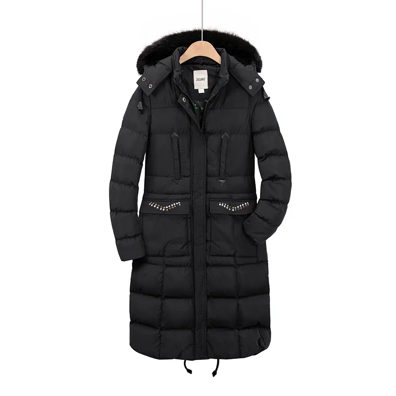 Custom Black Down Women Coats Jackets Plus Size Coat White Fur Women Long Coats Winter