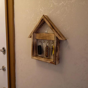 Key Holder Wall Wooden Key Mail Holder Wall Mounted Mail Equipped With 3 Key Hooks And A Storage Box Can Also Be Issued On The Table Rustic