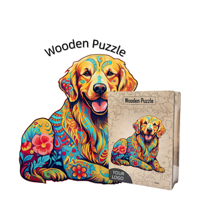 Rompecabezas de Madera con Diseño de Zorro Estilo Boho Chic con Patrones Florales Étnicos para Decoración Creativa del Hogar y Regalos de Cumpleaños Únicos - Product Image 1