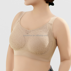 Sujetador sin aros de cobertura total con bordado floral, sujetador de encaje de triple elevación con soporte de 3 capas, sujetadores de talla grande para mujer - Product Image 4