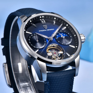 นาฬิกา PAGANI DESIGN YS021 รุ่นใหม่ ระบบตูร์บิญอง กลไกจักรกล กระจกแซฟไฟร์ สายหนังคลาสสิก นาฬิกาข้อมือผู้ชาย ขนาด 20 มม.  หน้าปัดแบบเข็ม  กันน้ำ 100 เมตร - Product Image 6