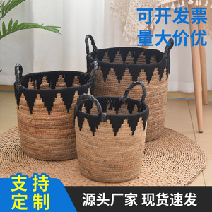 Custom handmade straw woven storage <b>baskets</b> for household laundry, miscellaneous items, toys, guesthouses, living rooms, and - Product Image 5