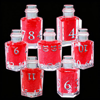 Bouteille de Potion en Résine Écologique de Haute Qualité avec Dés Polyédriques Sculptés et Noyau Liquide Rouge Sang pour DND RPG - Bouteille 11