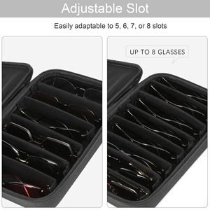 Durable Polyester 8-Slot Eyeglasses Travel Sunglasses Organizer <b>Case</b> with Zipper Closure - Product Image 2