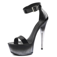 Talons fins fétiche mariée 15cm strass bout ouvert concis plate-forme sandales exotique 6 pouces Sexy grande taille robe discothèque pôle danse