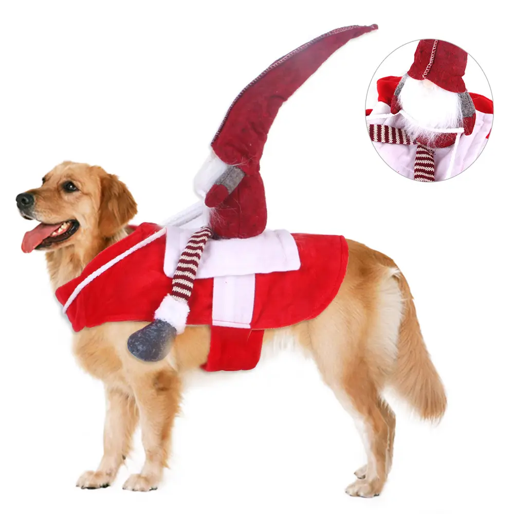 Factory Wholesale Coat Warm Pet Costume Christmas Riding Dress Dog Sleeveless Clothes Cloak Cosplay Jockey Apparel