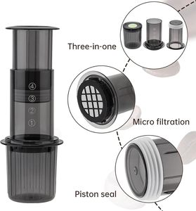 Cafetière portable pour le camping et les voyages, presse à café - Cafetière française tout-en-un, style pour-over et expresso, préparateur manuel - Product Image 4