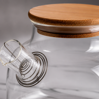 Bouilloire en verre borosilicate 1000 ml 1700 ml 1,5 L, carafe à eau en verre avec couvercle en bambou et acier inoxydable, théière en verre classique