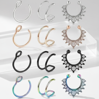 Xinfocus Meilleures ventes Anneau de nez et de septum factice à clipser en opale synthétique, sans perçage, bijoux de corps tendance pour femmes et hommes