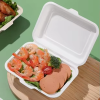 Conteneur alimentaire en bagasse sans PFAS de 8,5 pouces avec couvercle, micro-ondable, biodégradable, boîte à lunch pour le camping