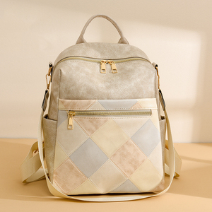 2024 nouvelle mode haut de gamme Anti-vol en cuir PU sac à dos de voyage pour les femmes grande capacité fermeture éclair géométrique cartable - Product Image 3