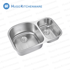 Fregadero de Cocina Doble Contemporáneo Hecho a Mano, Diseño de Estilo Rústico con Delantal Frontal, Acero Inoxidable SUS304, Venta al por Mayor - Product Image 2