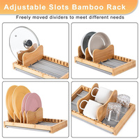 Support de rangement pour couvercles de casseroles en bambou, avec pierre de séchage instantané, pour comptoir de cuisine, organisateur de casseroles et poêles, égouttoir à casseroles, support de rangement