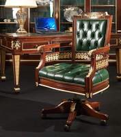 Meubles de bureau commerciaux combinés Louvre, style moderne, en bois d'acajou avec table et chaises en feuille d'or laqué