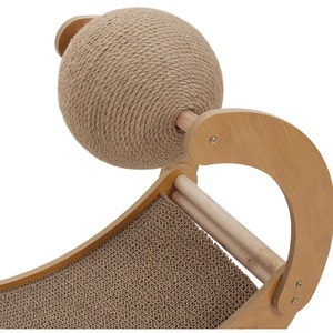 Plateau tournant en sisal pour chat, griffoir en bois massif, lit et griffoir en carton en forme de bateau - Product Image 4