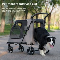 Poussette pour grand chien, pliable, portable, en métal, pour les sorties, pour chiens blessés ou âgés