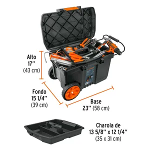 1 Unidad de Caja de Herramientas a Medida de 23"x17" con Ruedas y Asa Telescópica para Almacenamiento y Uso en Taller - Product Image 4