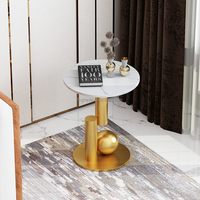 Table basse moderne de style nordique pour petit appartement, table d'appoint en marbre, ensemble de tables gigognes rondes en acier inoxydable pour salon