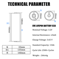 Baterai Lithium Iron Phosphate Silinder EVE 3.2V 15Ah C33 IFR33140 Lfp 15000mah 33140 Lifepo4 untuk Paket Baterai DIY