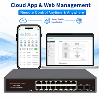 Switch PoE Gigabit de 16 Puertos, Switch Ethernet Administrado Lite con VLAN, QoS y Gestión Web para Sistemas de Cámaras IP