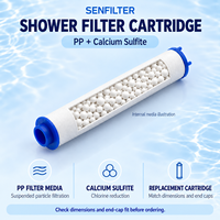 Cartouche filtrante pour douche 115 mm x 24 mm en coton PP et billes de sulfit de calcium pour boîtier de filtre de douche