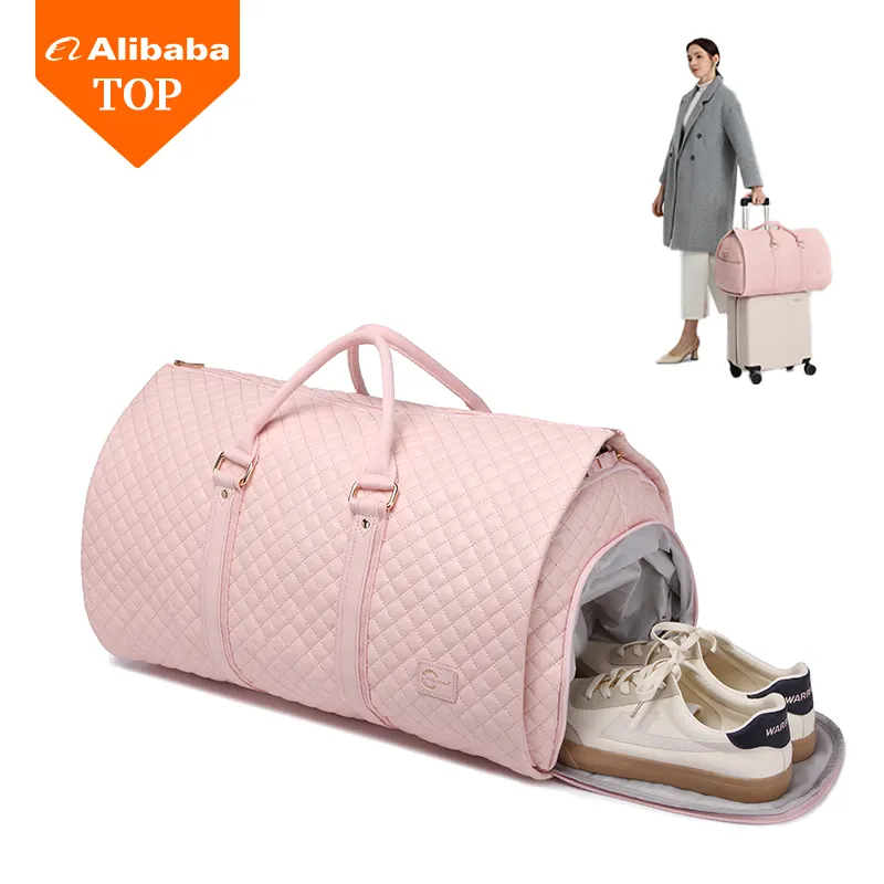 En Stock, bolsa de lona para ropa, traje de viaje, plegable, rosa, convertible, para llevar, bolsa de lona